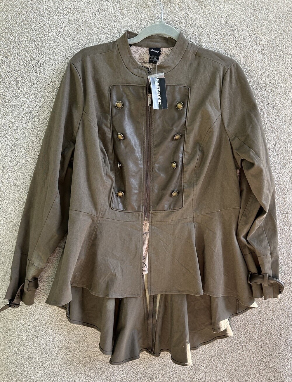 Disney Peter Pan Pirate Captain Jacket Womens 0 Brown Halloween Cosplay NWT